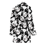 Cute Happy Panda Pattern Print Women's Bathrobe