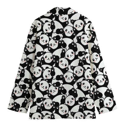 Cute Happy Panda Pattern Print Women's Blazer