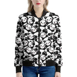 Cute Happy Panda Pattern Print Women's Bomber Jacket