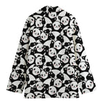 Cute Happy Panda Pattern Print Women's Cotton Blazer