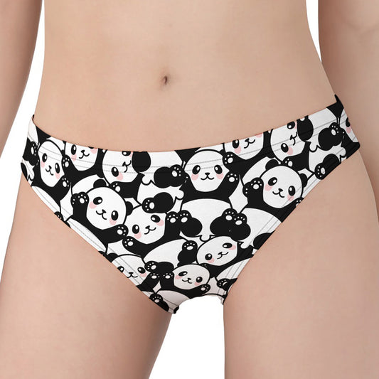 Cute Happy Panda Pattern Print Women's Panties