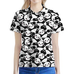 Cute Happy Panda Pattern Print Women's Polo Shirt
