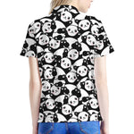 Cute Happy Panda Pattern Print Women's Polo Shirt