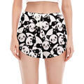 Cute Happy Panda Pattern Print Women's Split Running Shorts