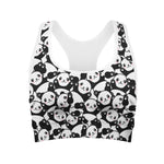 Cute Happy Panda Pattern Print Women's Sports Bra
