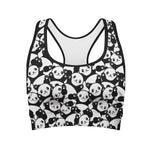 Cute Happy Panda Pattern Print Women's Sports Bra
