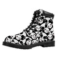 Cute Happy Panda Pattern Print Padded Collar Lace Up Boots