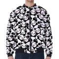 Cute Happy Panda Pattern Print Zip Sleeve Bomber Jacket