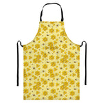 Cute Honey Bee Pattern Print Bib Apron With Pocket