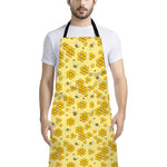 Cute Honey Bee Pattern Print Bib Apron With Pocket