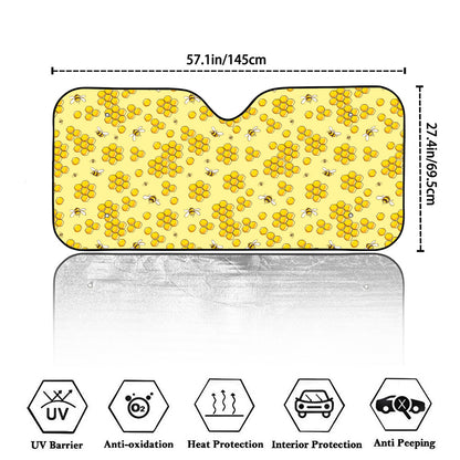 Cute Honey Bee Pattern Print Car Windshield Sun Shade