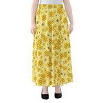 Cute Honey Bee Pattern Print Chiffon Maxi Skirt