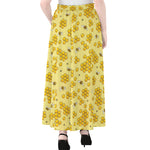 Cute Honey Bee Pattern Print Chiffon Maxi Skirt