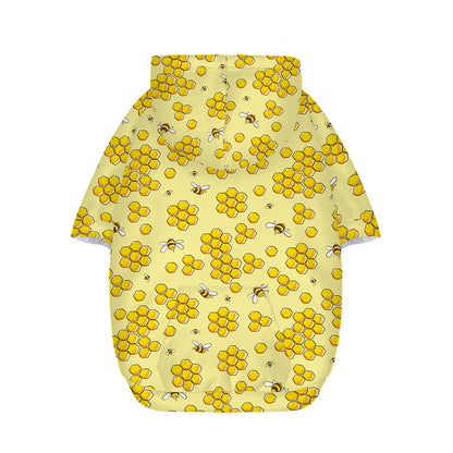 Cute Honey Bee Pattern Print Dog Zip Up Hoodie