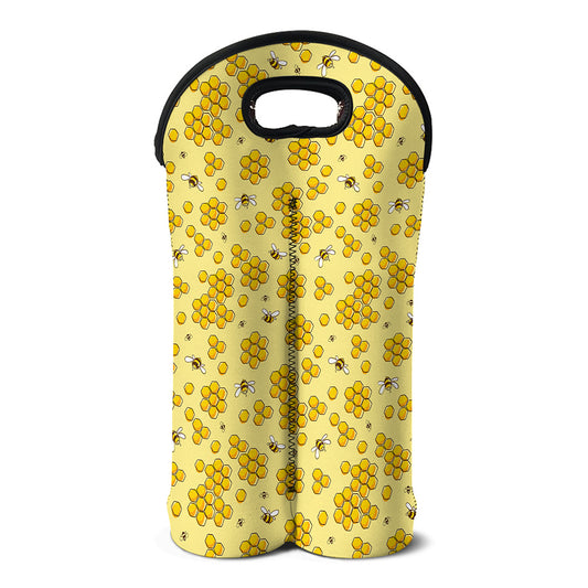 Cute Honey Bee Pattern Print Double Neoprene Wine Tote