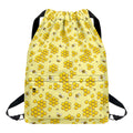 Cute Honey Bee Pattern Print Drawstring Backpack