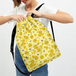 Cute Honey Bee Pattern Print Drawstring Backpack