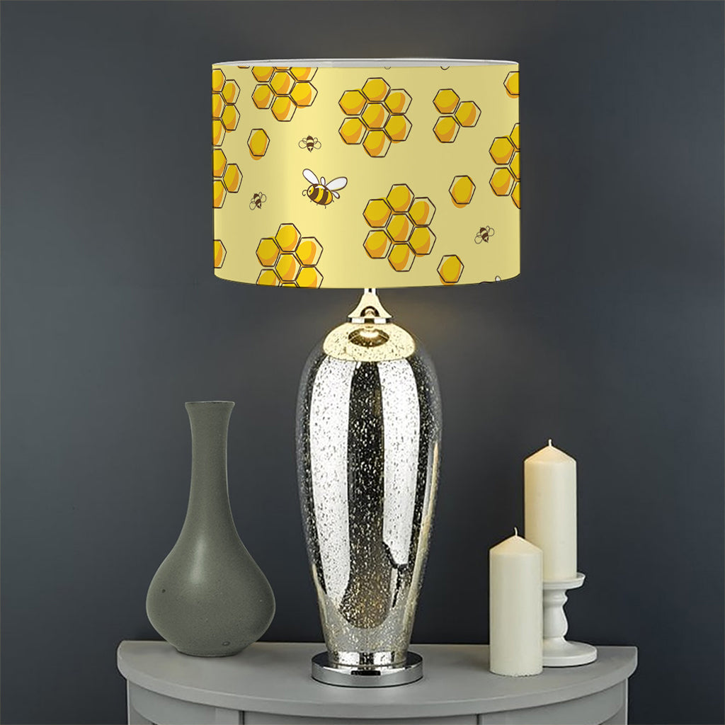 Cute Honey Bee Pattern Print Drum Lamp Shade