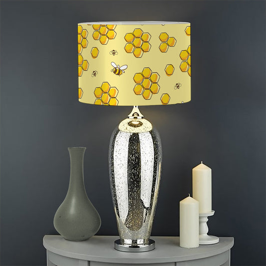 Cute Honey Bee Pattern Print Drum Lamp Shade