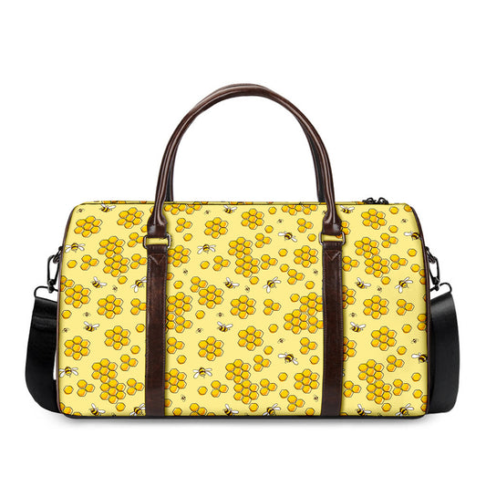Cute Honey Bee Pattern Print Duffle Bag