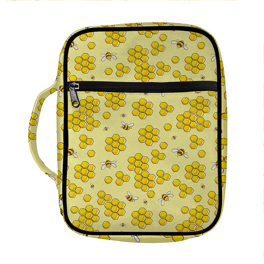Cute Honey Bee Pattern Print Front Pocket Bible Bag