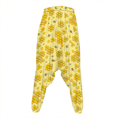 Cute Honey Bee Pattern Print Hammer Pants