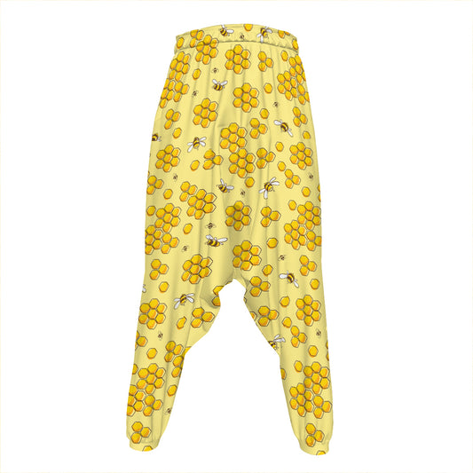 Cute Honey Bee Pattern Print Hammer Pants