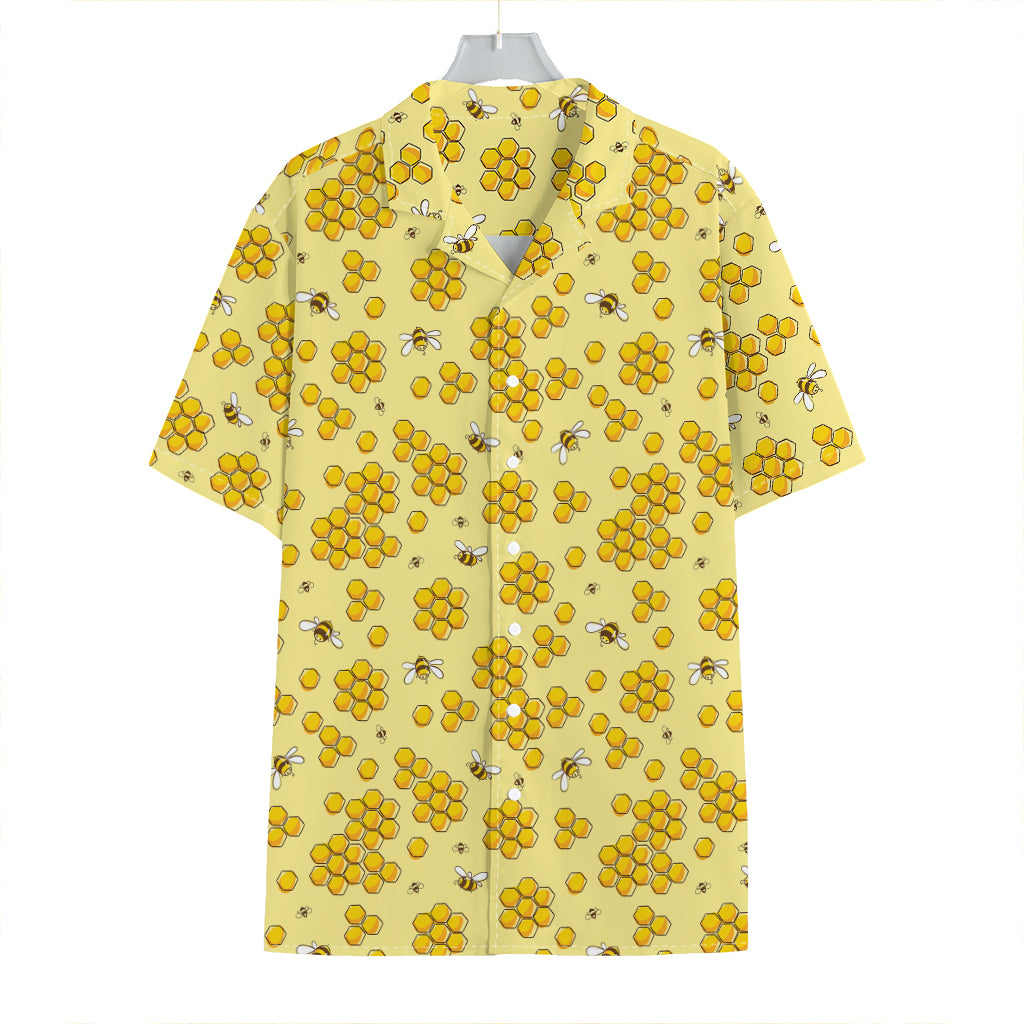 Cute Honey Bee Pattern Print Hawaiian Shirt