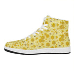 Cute Honey Bee Pattern Print High Top Leather Sneakers