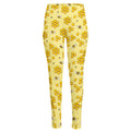 Cute Honey Bee Pattern Print High-Waisted Pocket Leggings
