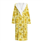 Cute Honey Bee Pattern Print Hooded Bathrobe
