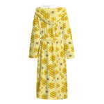 Cute Honey Bee Pattern Print Hooded Bathrobe