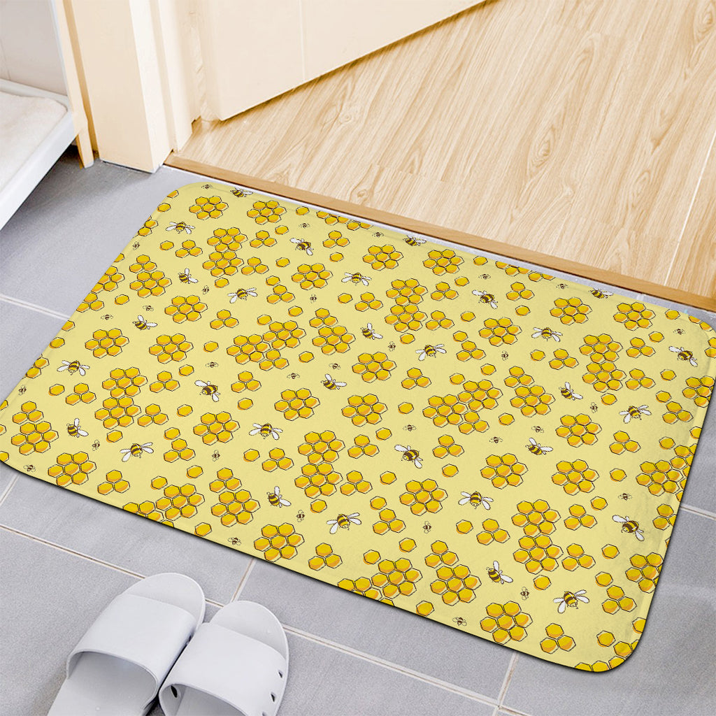 Cute Honey Bee Pattern Print Indoor Door Mat