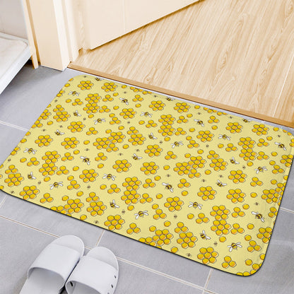 Cute Honey Bee Pattern Print Indoor Door Mat