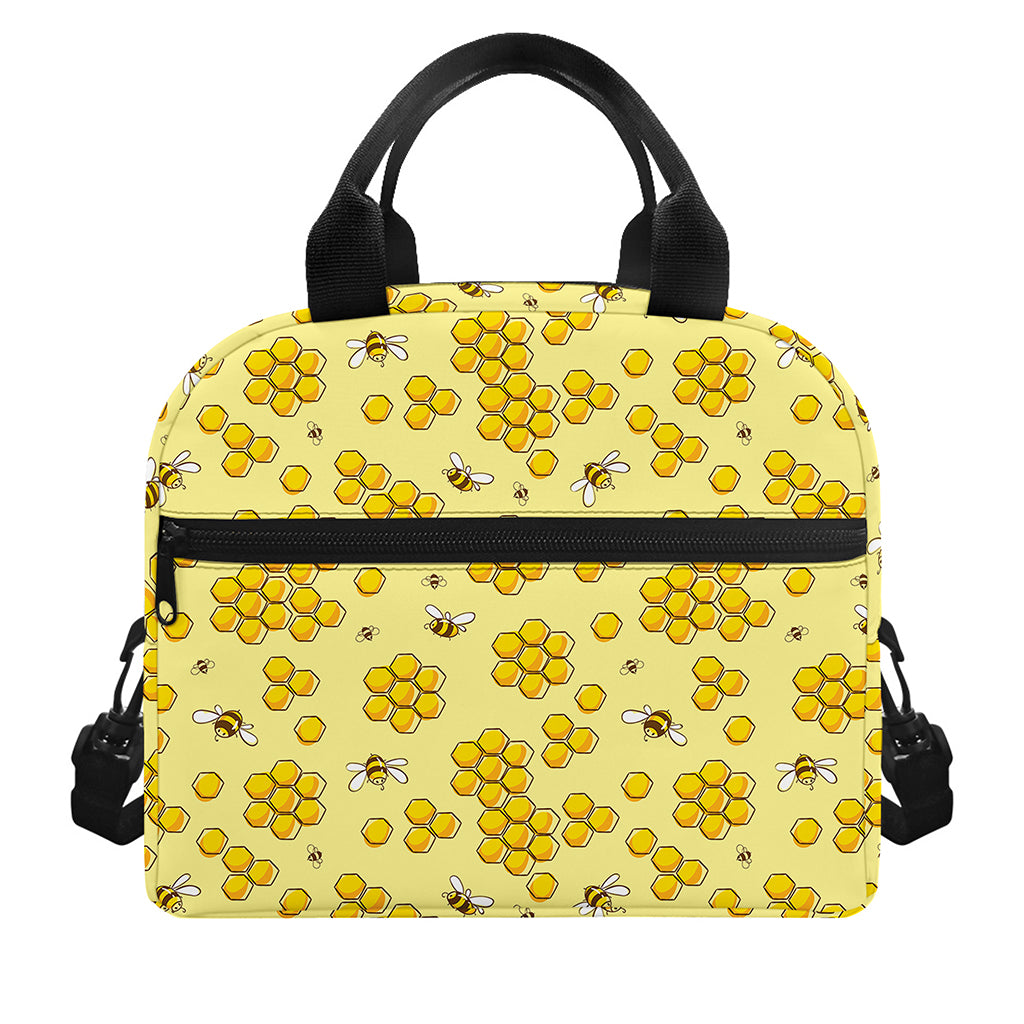 Cute Honey Bee Pattern Print Insulated Lunch Bag