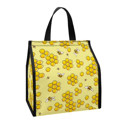 Cute Honey Bee Pattern Print Insulated Lunch Tote