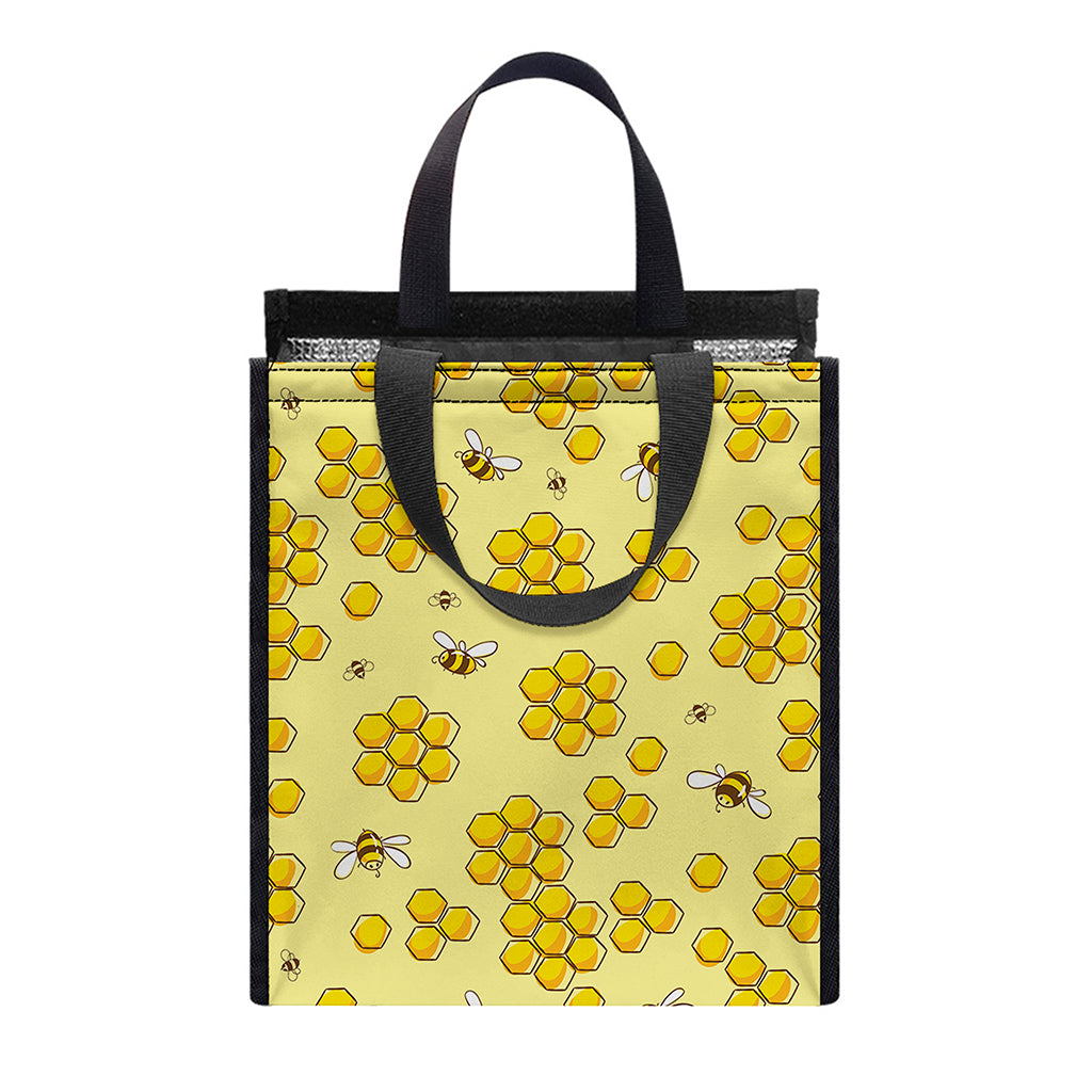 Cute Honey Bee Pattern Print Insulated Lunch Tote