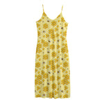 Cute Honey Bee Pattern Print Jersey Midi Cami Dress