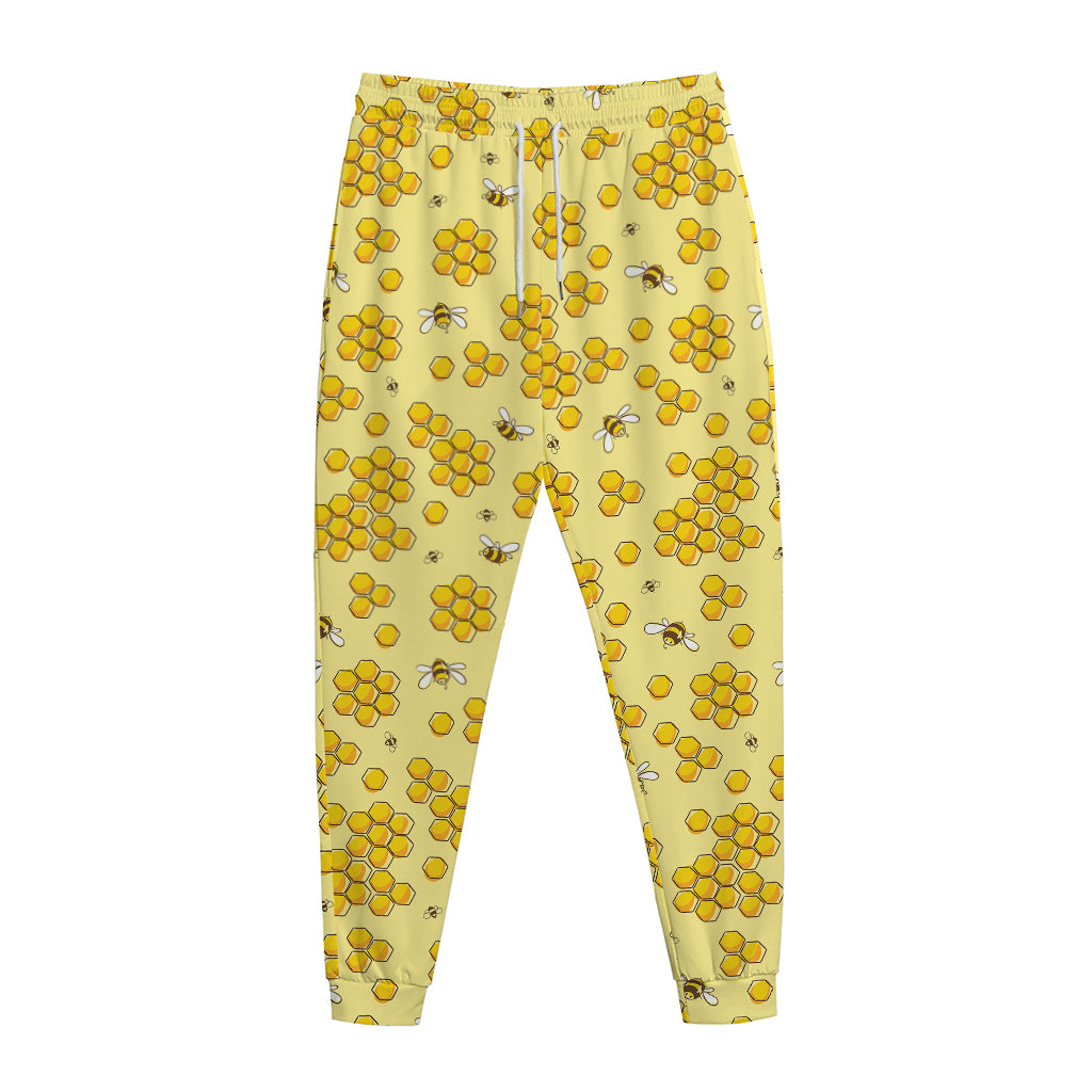 Cute Honey Bee Pattern Print Jogger Pants