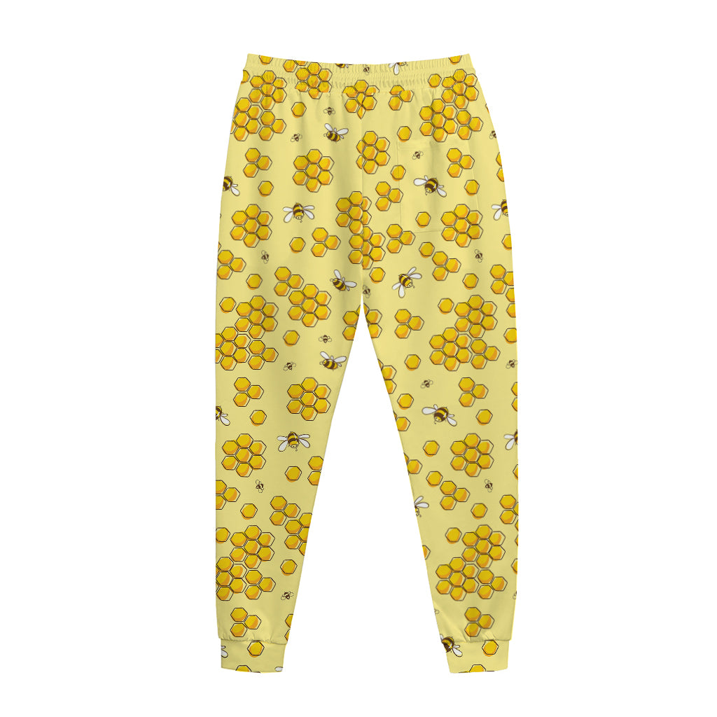 Cute Honey Bee Pattern Print Jogger Pants