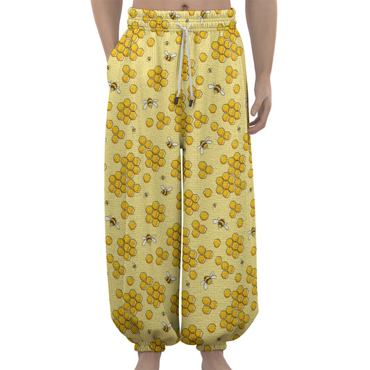 Cute Honey Bee Pattern Print Lantern Pants