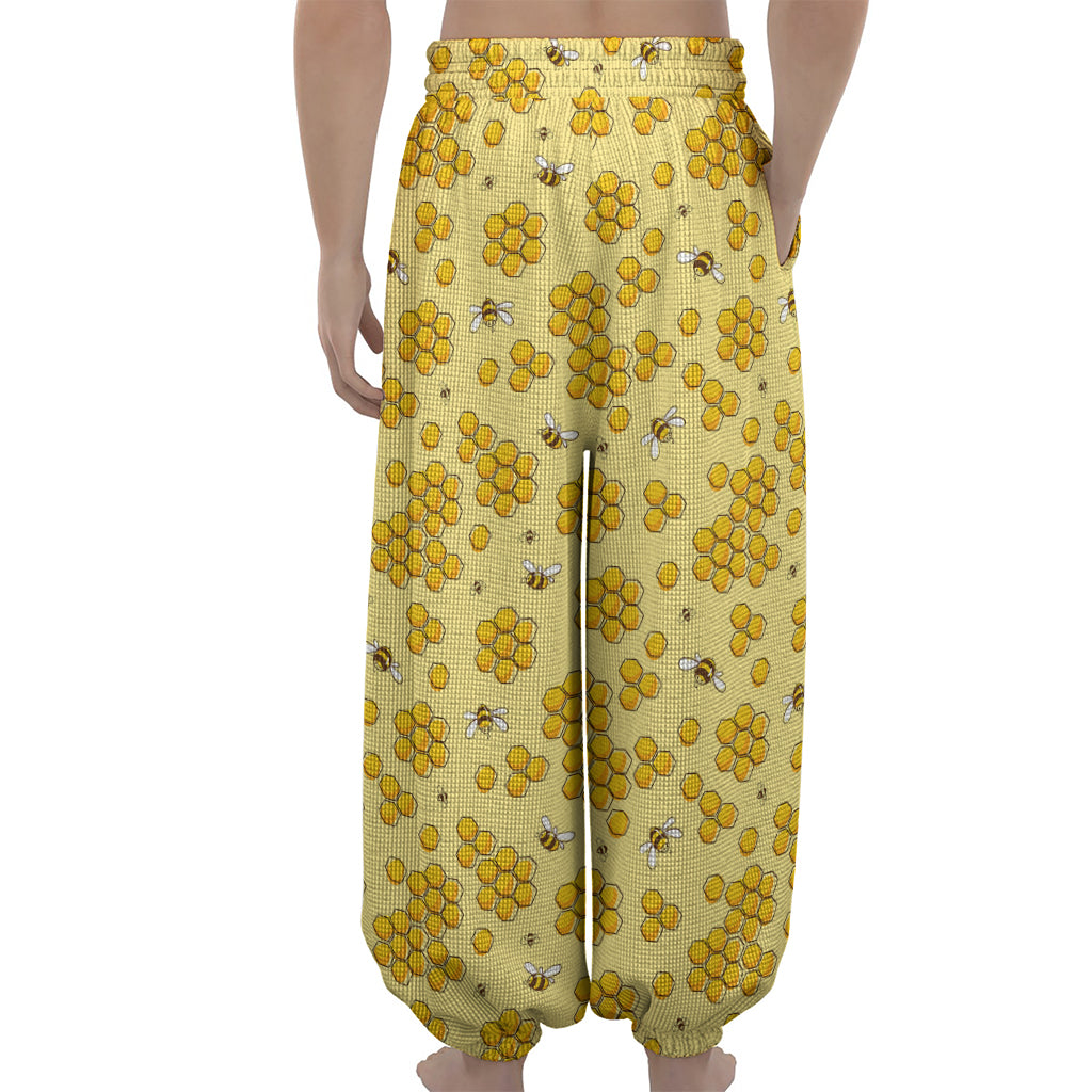 Cute Honey Bee Pattern Print Lantern Pants