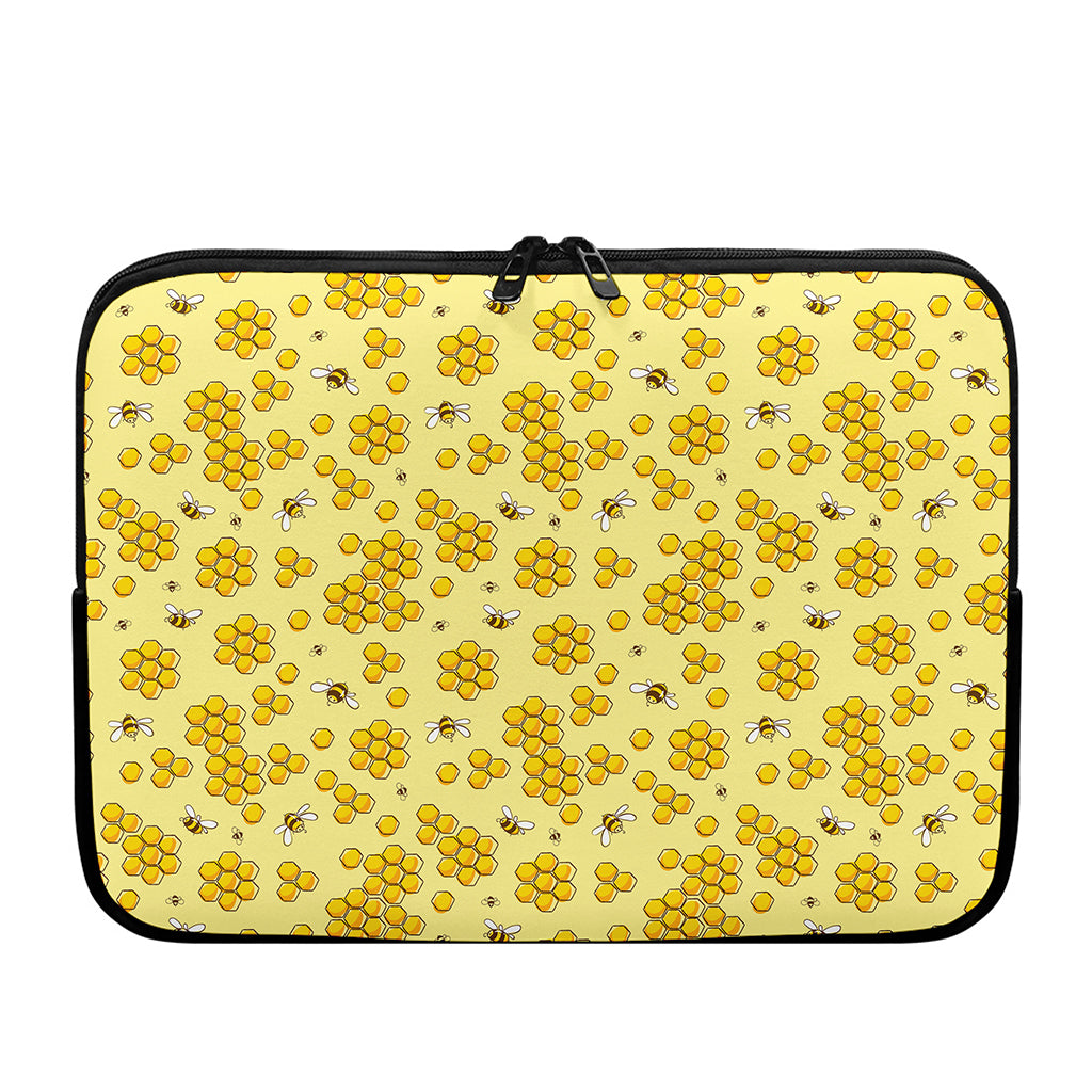 Cute Honey Bee Pattern Print Laptop Sleeve