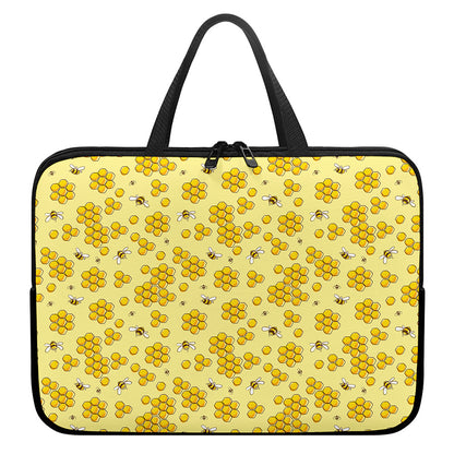 Cute Honey Bee Pattern Print Laptop Sleeve With Handle