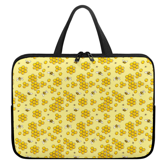 Cute Honey Bee Pattern Print Laptop Sleeve With Handle