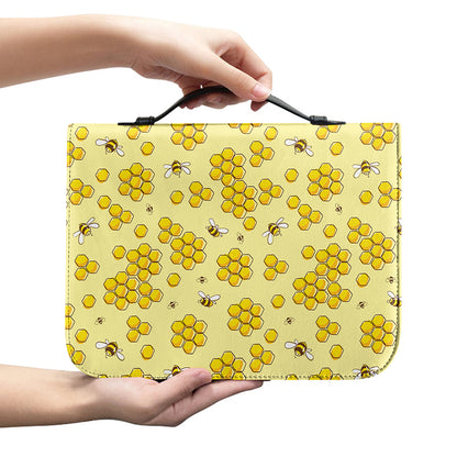 Cute Honey Bee Pattern Print Leather Bible Cover