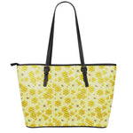 Cute Honey Bee Pattern Print Leather Tote Bag