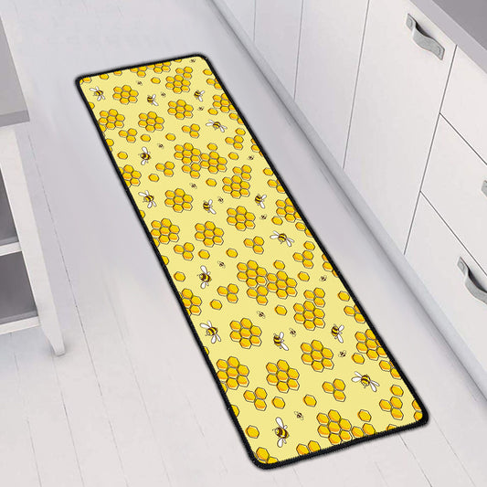 Cute Honey Bee Pattern Print Long Kitchen Mat