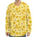 Cute Honey Bee Pattern Print Long Sleeve Baseball Jersey