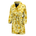 Cute Honey Bee Pattern Print Men's Bathrobe